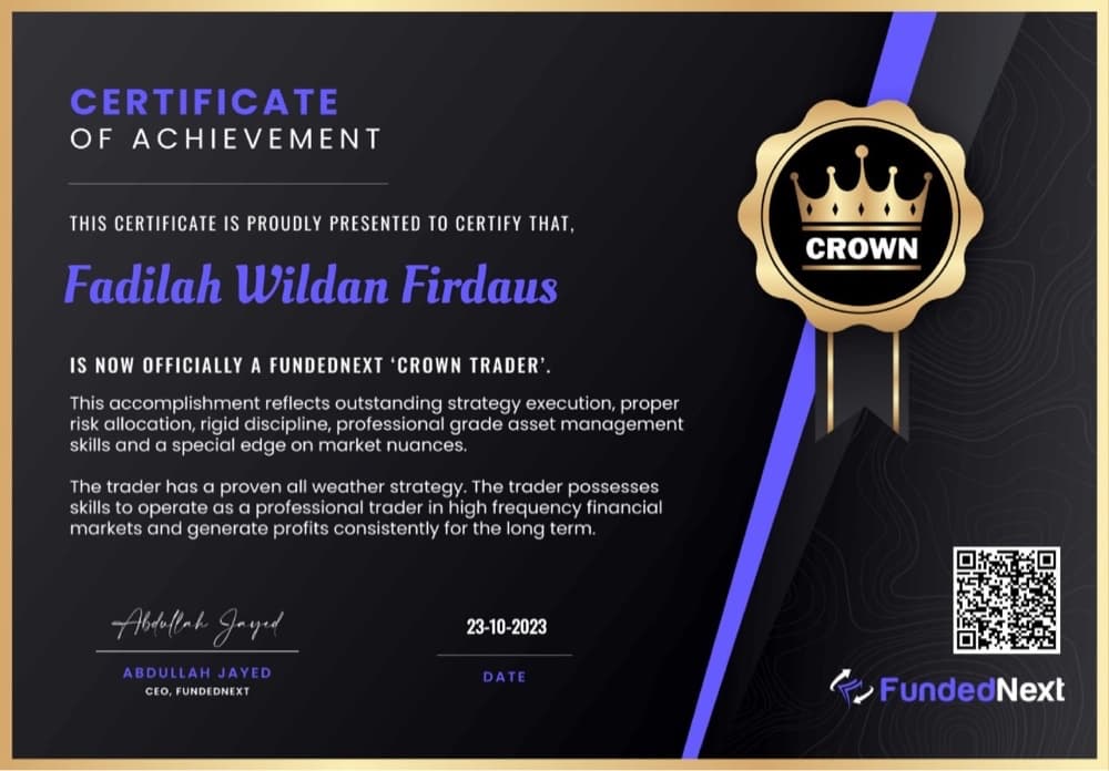 FundedNext Crown Trader Certificate