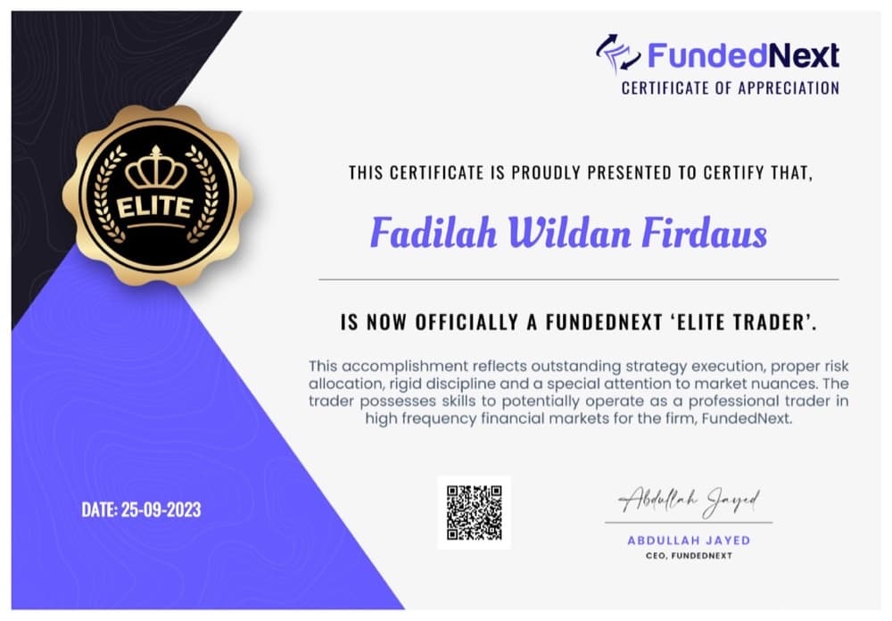 FundedNext Elite Trader Certificate